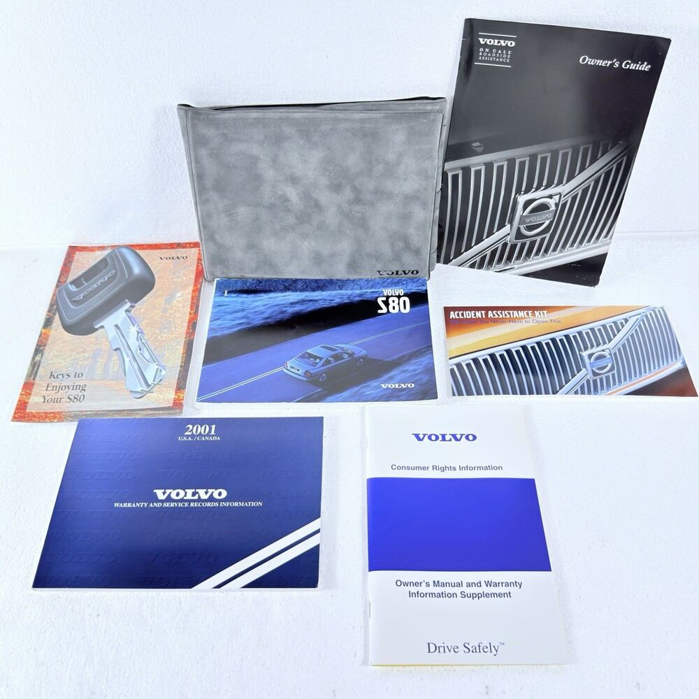 Vintage Volvo 2001 S80 Owners Manual User Guide Book Set Suede Case OEM